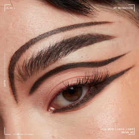 NYX PROFESSIONAL MAKEUP liner applied on eyelid showing clean wing and long wear