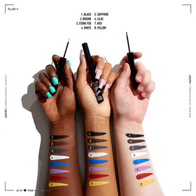 NYX PROFESSIONAL MAKEUP body art detail showing crisp brown lines for creative looks