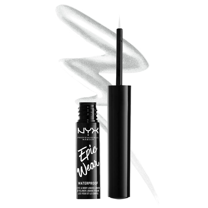 NYX PROFESSIONAL MAKEUP front tube showing silver metal liner and long‑wear benefit