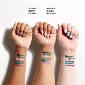 NYX PROFESSIONAL MAKEUP shimmer detail highlighting metallic pigment and reflective finish