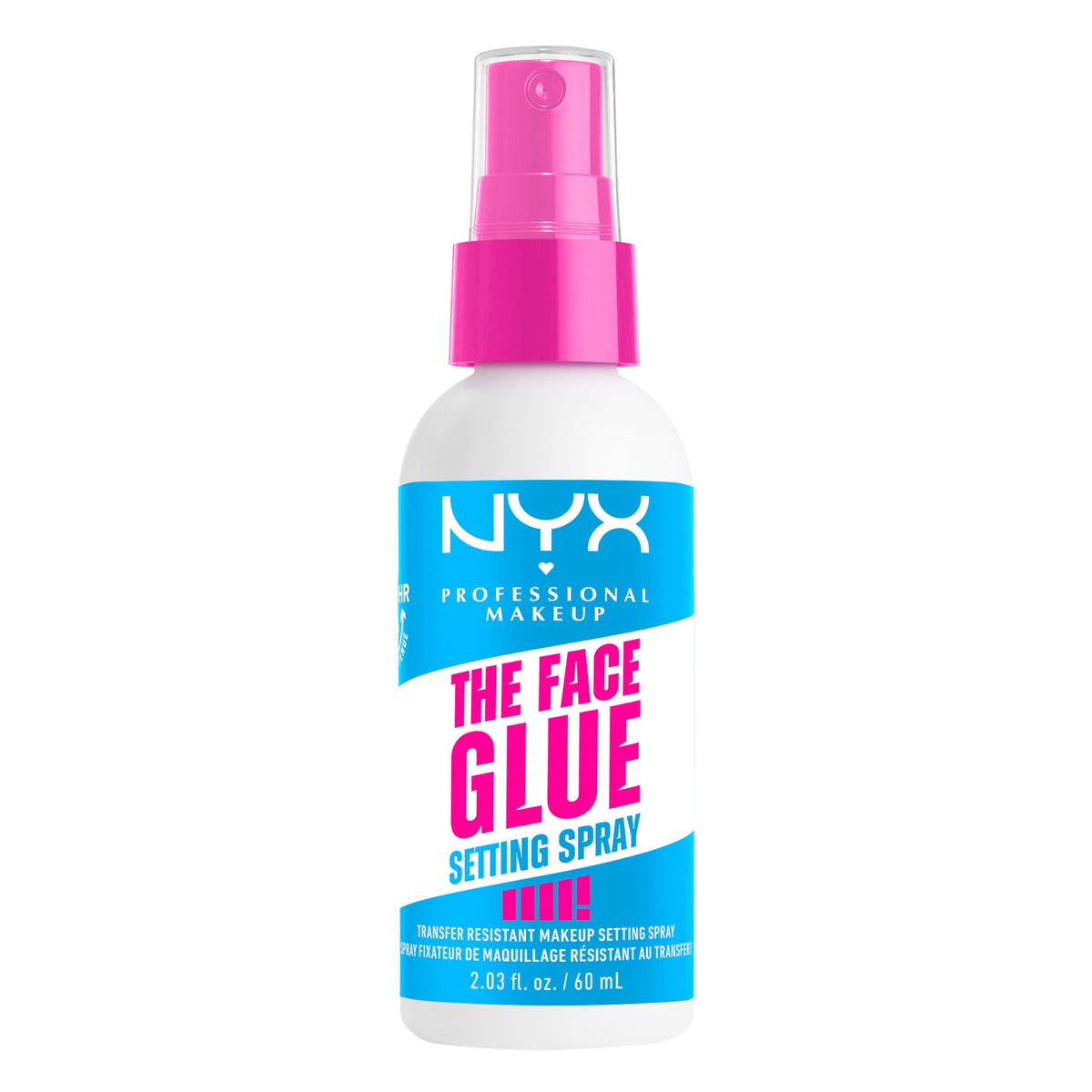 NYX PROFESSIONAL MAKEUP front packaging of The Face Glue showing product and label, highlights reliable hold