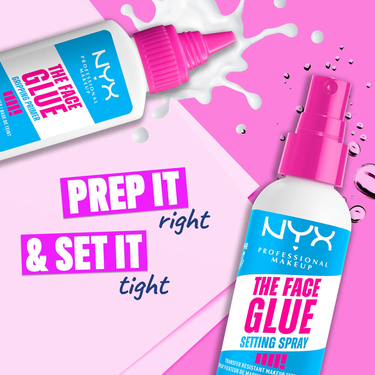 NYX PROFESSIONAL MAKEUP bottle next to hand for scale, conveys portable size and on the go convenience