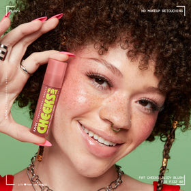 NYX Fat Cheeks blended with fingertip showing easy application and natural finish