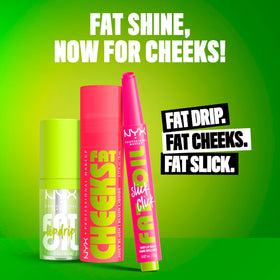 NYX Fat Cheeks on model cheeks in lifestyle shot showing fresh dewy peach glow