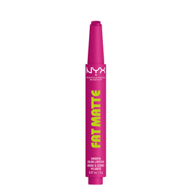 NYX PROFESSIONAL MAKEUP front packaging showing Fluffy Fuchsia and payoff