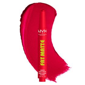 NYX PROFESSIONAL MAKEUP front packaging showing Fuzzy Flame red, bold instant impact