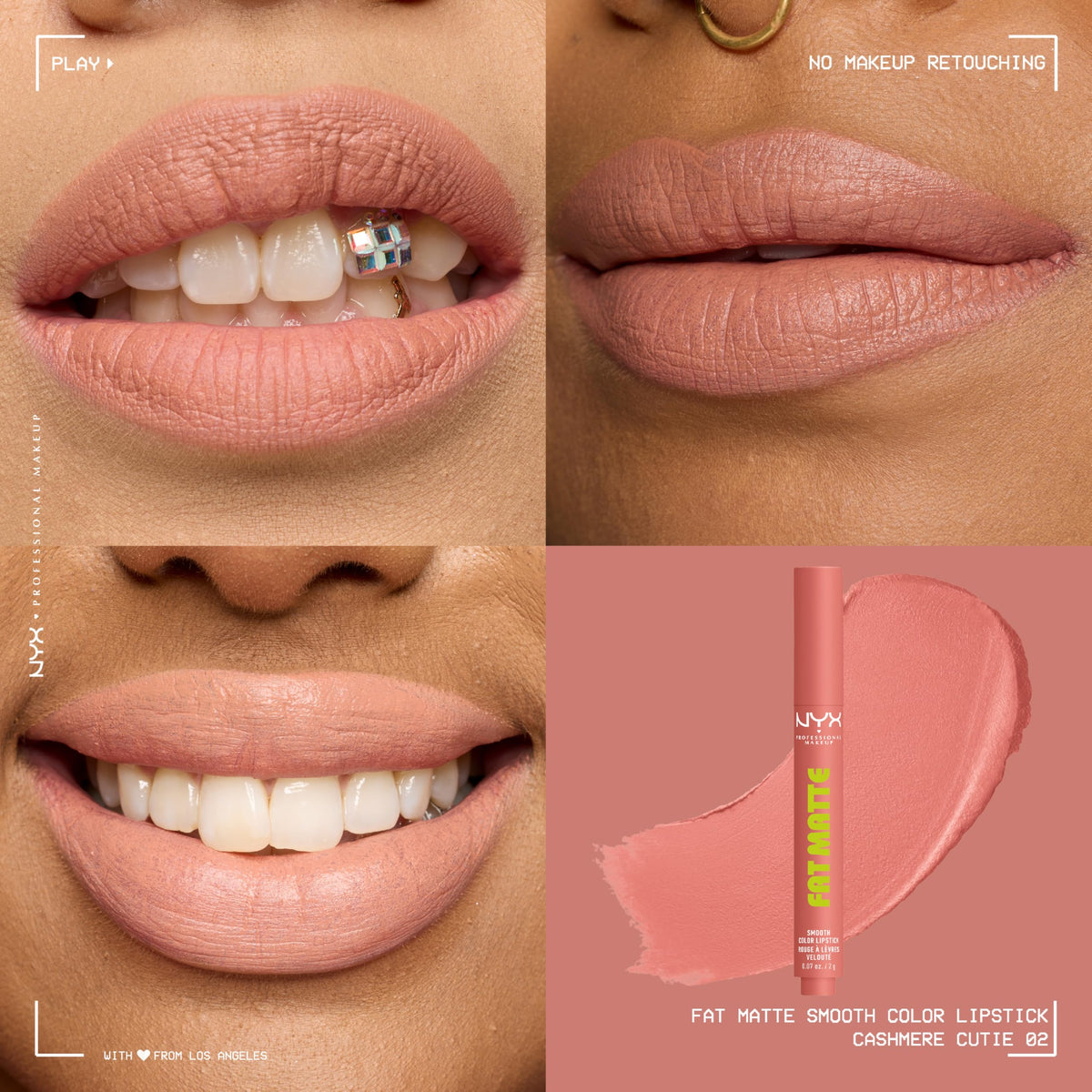 NYX PROFESSIONAL MAKEUP lipstick applied on model showing seamless matte finish benefit