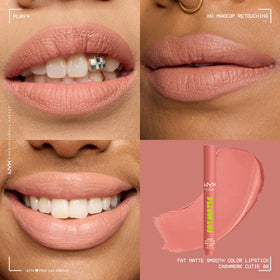 NYX PROFESSIONAL MAKEUP lipstick applied on model showing seamless matte finish benefit