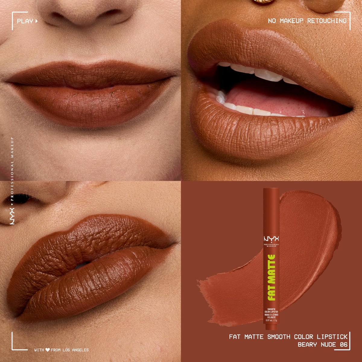 NYX PROFESSIONAL MAKEUP applied on lips demonstrating smooth matte finish