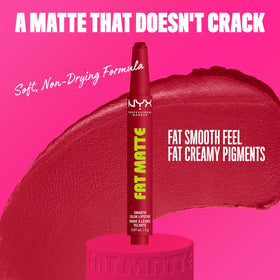 NYX PROFESSIONAL MAKEUP fat matte open with visible tip demonstrating easy application benefit
