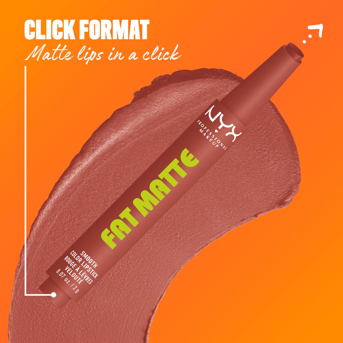 NYX Fat Matte worn on lips in evening lighting showing buildable color