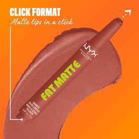NYX Fat Matte worn on lips in evening lighting showing buildable color