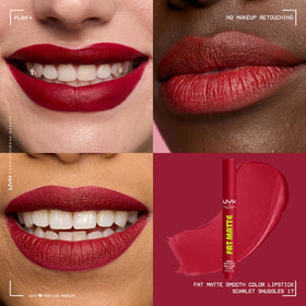NYX PROFESSIONAL MAKEUP fat matte swatched on skin to show rich pigment and true color benefit