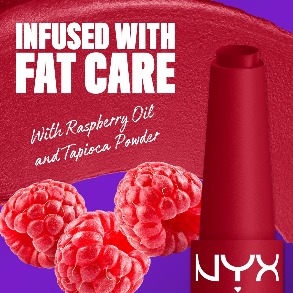 NYX PROFESSIONAL MAKEUP fat matte creamy texture close-up showing whipped finish benefit