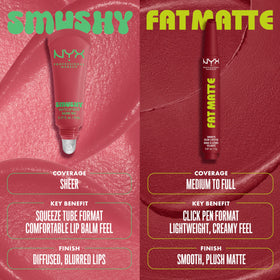 NYX PROFESSIONAL MAKEUP fat matte paired with Duck Plump Liner showing how to achieve crisp edges benefit