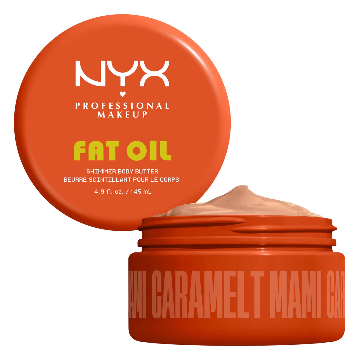 NYX PROFESSIONAL MAKEUP jar front showing Caramelt Mami label and glossy benefit