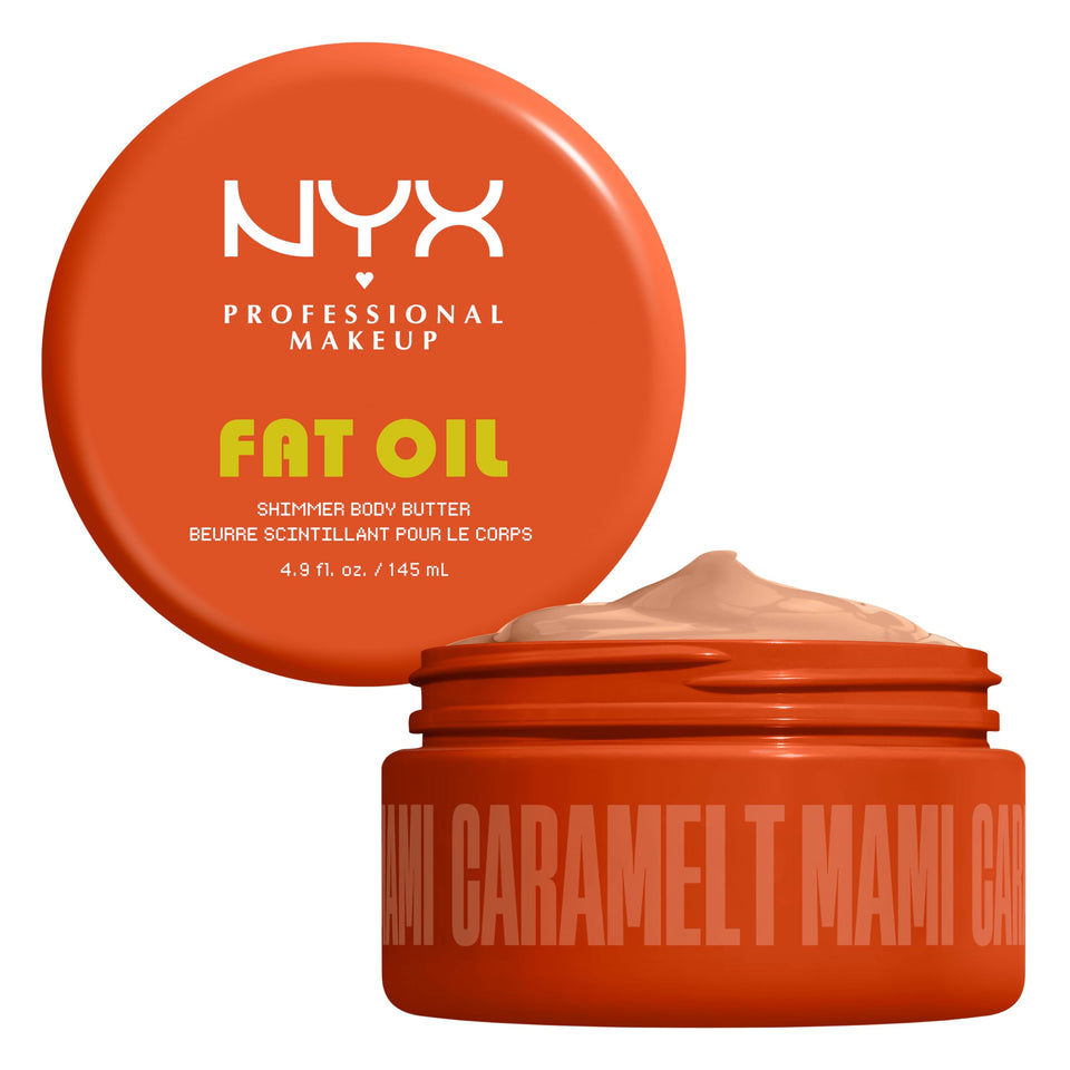 NYX PROFESSIONAL MAKEUP jar front showing Caramelt Mami label and glossy benefit