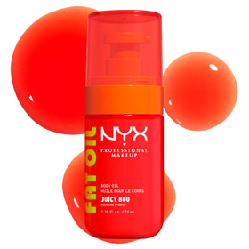 NYX Fat Oil front packaging showing vibrant Juicy Boo label and citrus scent benefit