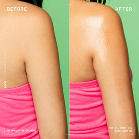 NYX Fat Oil layered with lotion and mist displaying extended scent layering and longer wear benefit