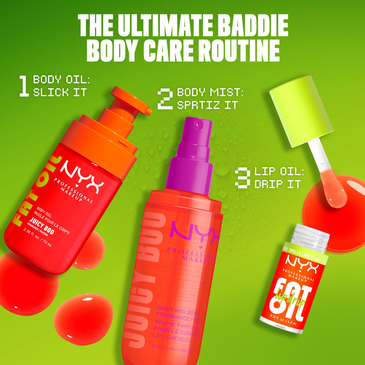 NYX Fat Oil lifestyle image at beach showing sunlit skin glow and radiant summer-ready benefit
