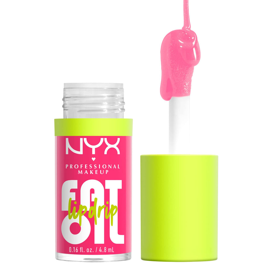 NYX PROFESSIONAL MAKEUP Fat Oil Lip Drip front packaging shows shade and glossy finish benefit