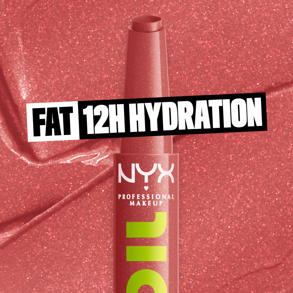 NYX PROFESSIONAL MAKEUP click mechanism in hand applying balm, convenient one-handed touch-up benefit