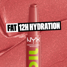 NYX PROFESSIONAL MAKEUP click mechanism in hand applying balm, convenient one-handed touch-up benefit