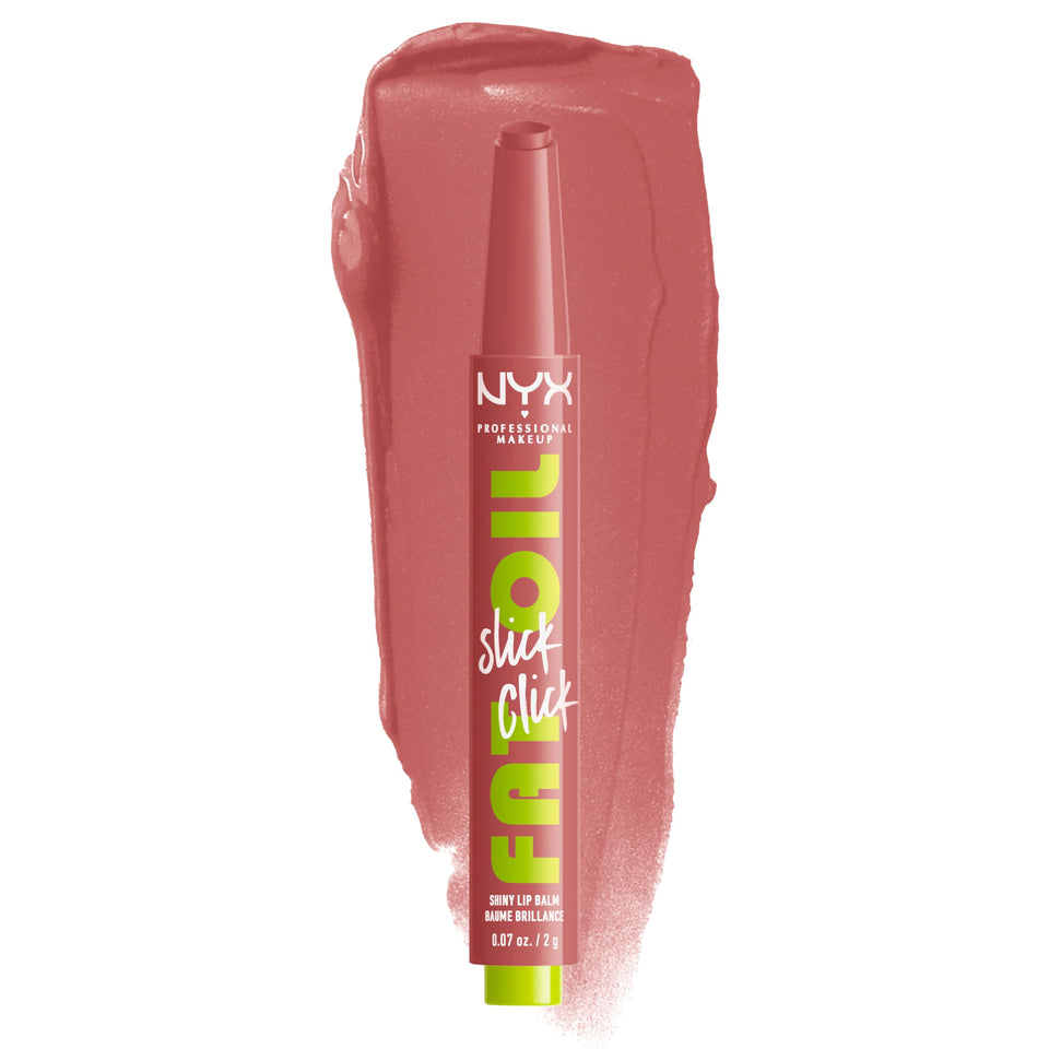 NYX PROFESSIONAL MAKEUP front packaging showing sleek click tube and nude shade benefit