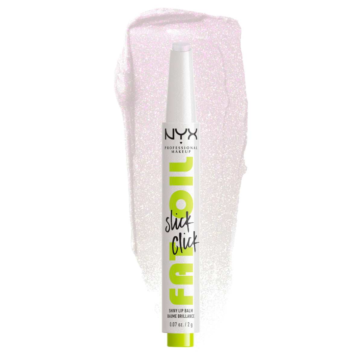 NYX PROFESSIONAL MAKEUP front packaging showing click-up balm and shade