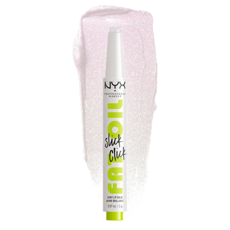 NYX PROFESSIONAL MAKEUP front packaging showing click-up balm and shade