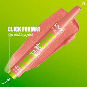 NYX PROFESSIONAL MAKEUP product applied on lips demonstrating smooth, hydrating nude finish