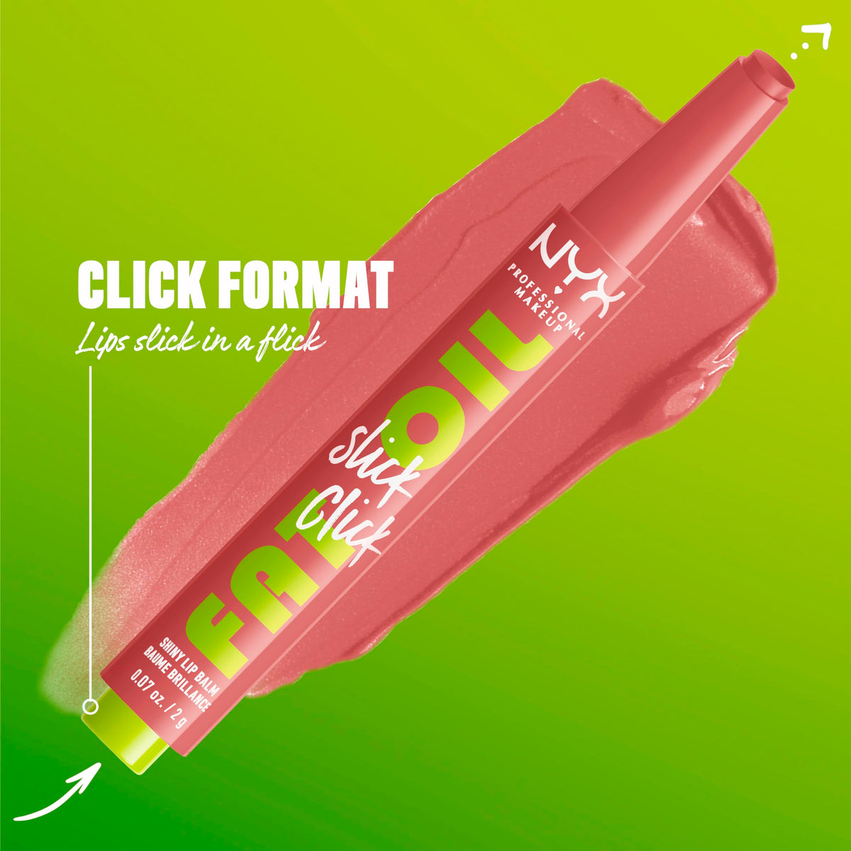 NYX PROFESSIONAL MAKEUP texture close-up highlighting glossy non-sticky finish benefit