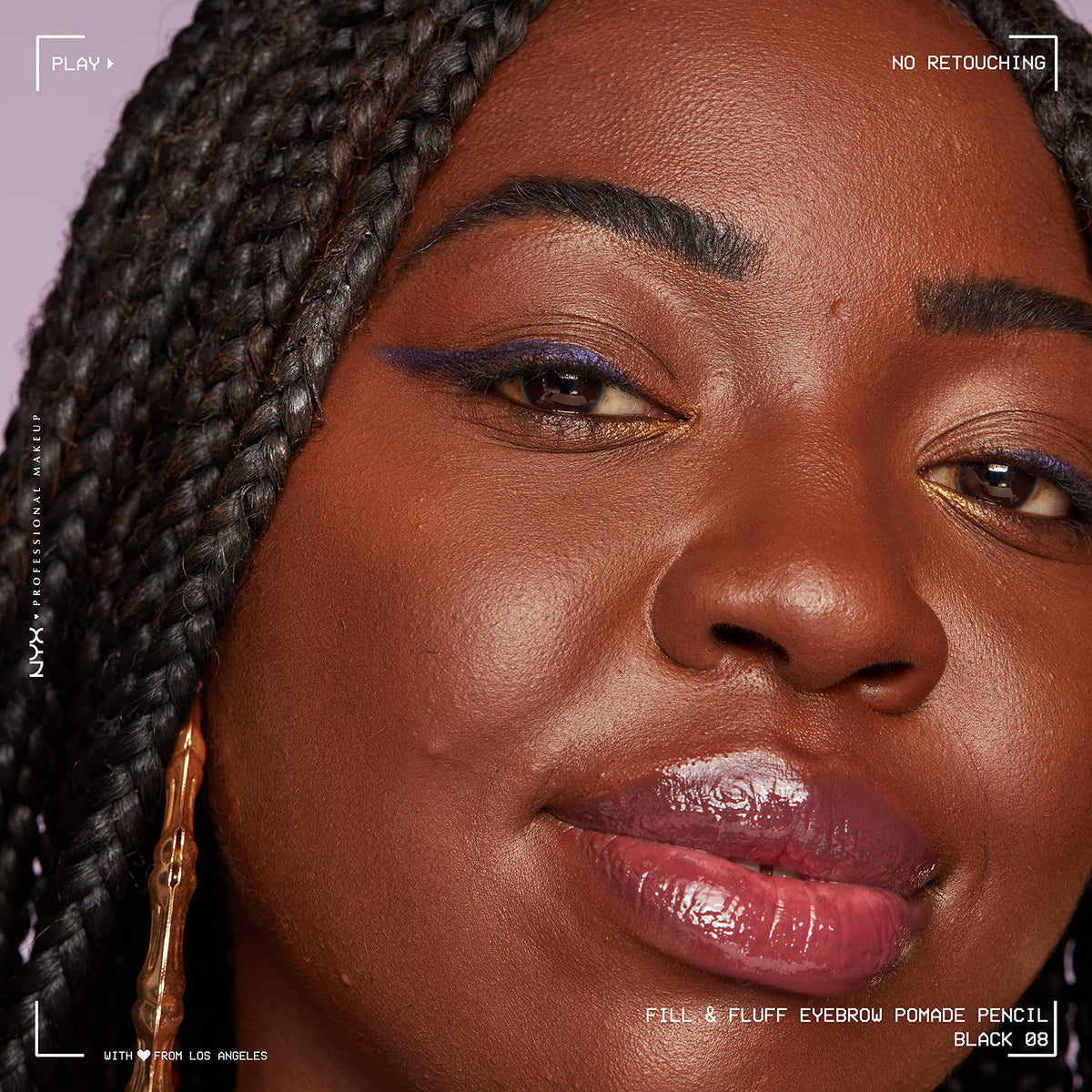 NYX PROFESSIONAL MAKEUP black shade swatched on skin demonstrating pigment payoff