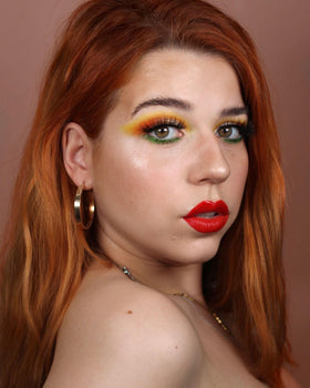 NYX PROFESSIONAL MAKEUP model applying powder with brush for a matte, camera-ready complexion benefit