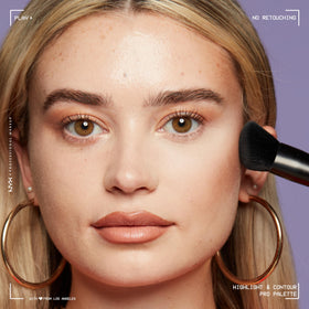 NYX PROFESSIONAL MAKEUP applying contour to cheek with brush demonstrating sculpting benefit
