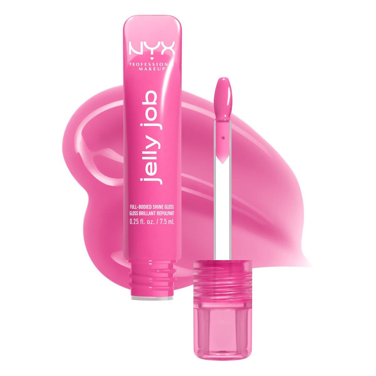 NYX PROFESSIONAL MAKEUP front packaging showing jelly gloss tube and color