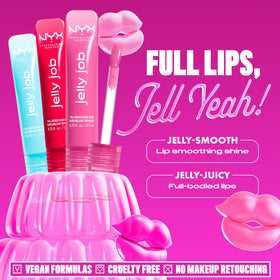 NYX PROFESSIONAL MAKEUP glossy jelly texture close-up highlighting smooth, non-sticky shine