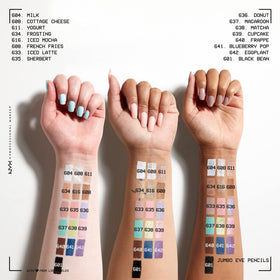 NYX PROFESSIONAL MAKEUP pencils applied on eyelid highlighting blendable cream finish
