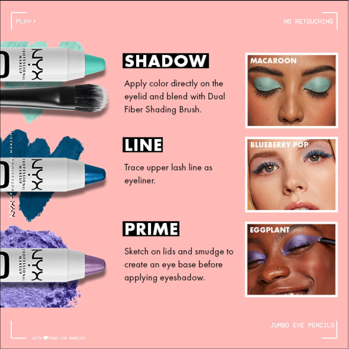 NYX PROFESSIONAL MAKEUP pencil in hand to show size and travel-friendly scale