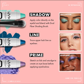 NYX PROFESSIONAL MAKEUP pencil in hand to show size and travel-friendly scale