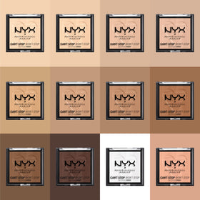 NYX PROFESSIONAL MAKEUP compact in makeup bag alongside mirror for on-the-go fixes