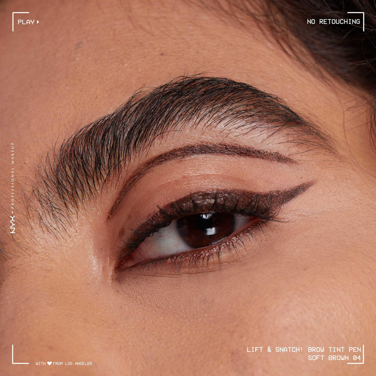 NYX PROFESSIONAL MAKEUP pen applying upward flicks on eyebrow demonstrating lifted natural finish
