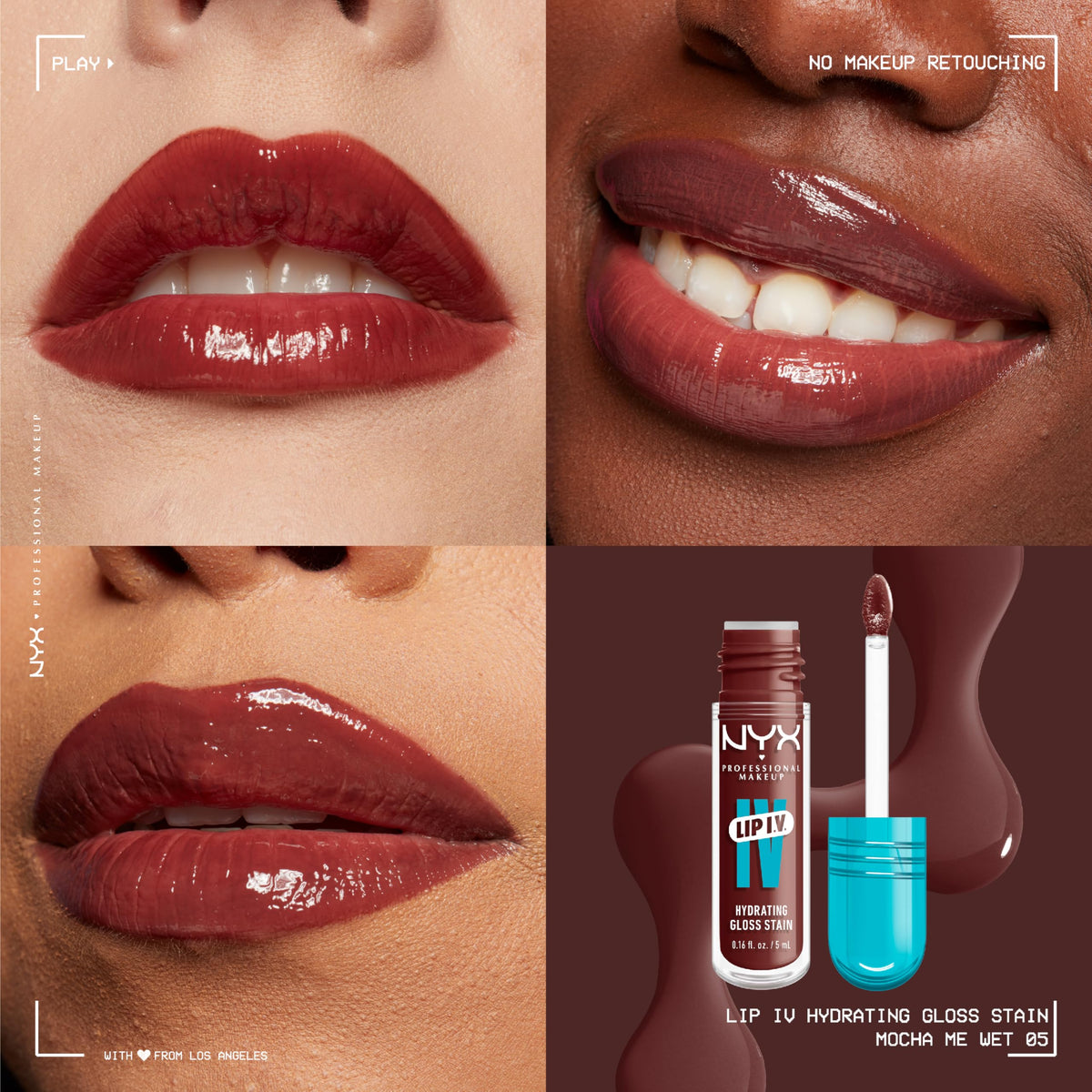 NYX Lip IV applicator close-up demonstrates easy one-swipe application