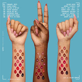 NYX PROFESSIONAL MAKEUP swatch on arm revealing true red shade and long-lasting stain payoff