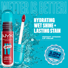 NYX PROFESSIONAL MAKEUP texture swipe showing creamy glossy pigment and hydrating finish