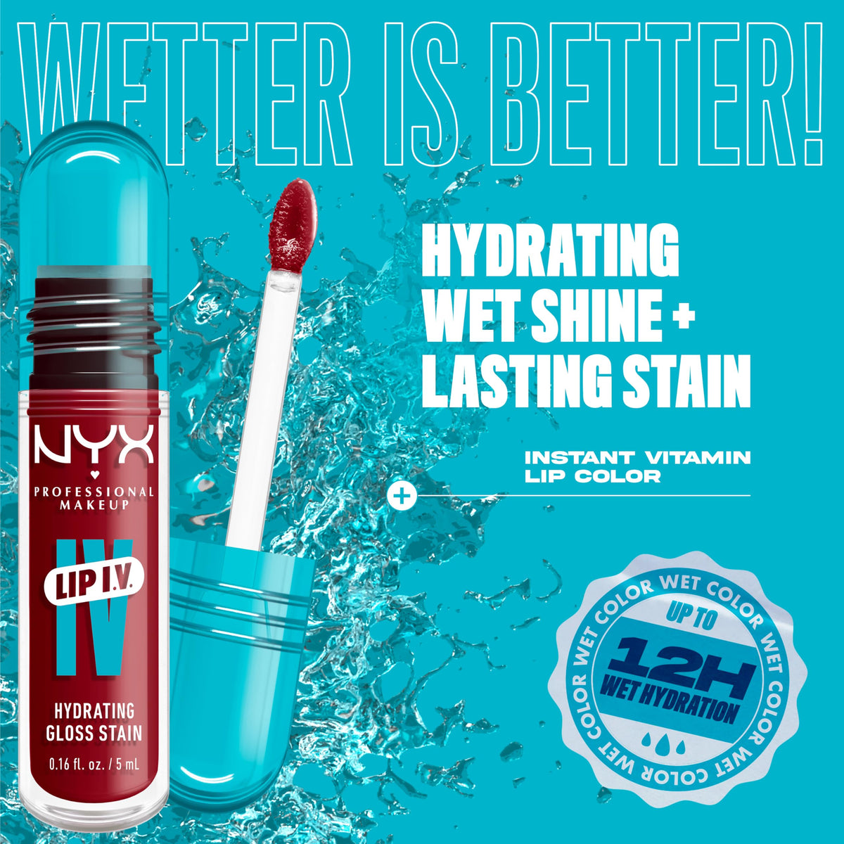 NYX PROFESSIONAL MAKEUP texture swipe showing creamy glossy finish and hydrating feel