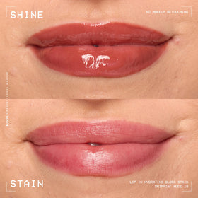 NYX Lip IV texture swipe showing lightweight pigments and wet shine