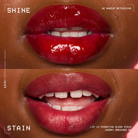 NYX Lip IV texture swipe showing wet glossy finish and lightweight pigment payoff