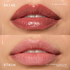 NYX Lip IV Hydra Honey swatch on arm revealing warm brown tint payoff