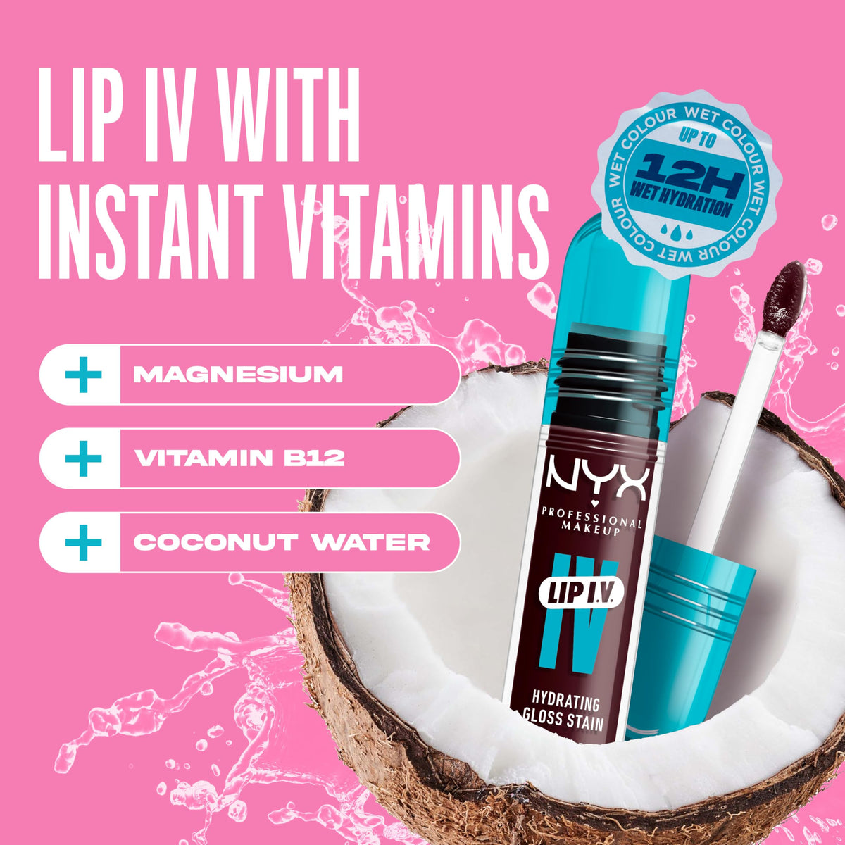 NYX PROFESSIONAL MAKEUP lips before and after showing glossy-to-stain transition benefit
